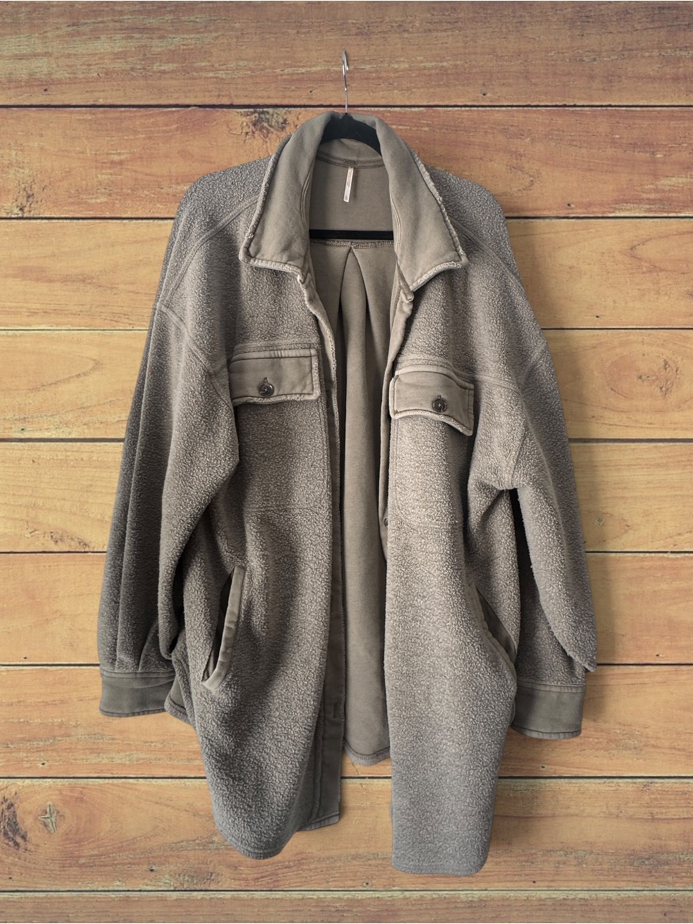 Free People x Revolve Ruby Distressed Teddy Jacket in Dirty Olive, XL - Picture 5 of 10